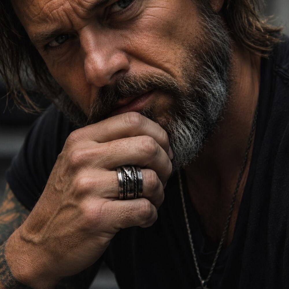 Wolf & Badger Style Men’s Industrial Multi-Band Ring 7.25